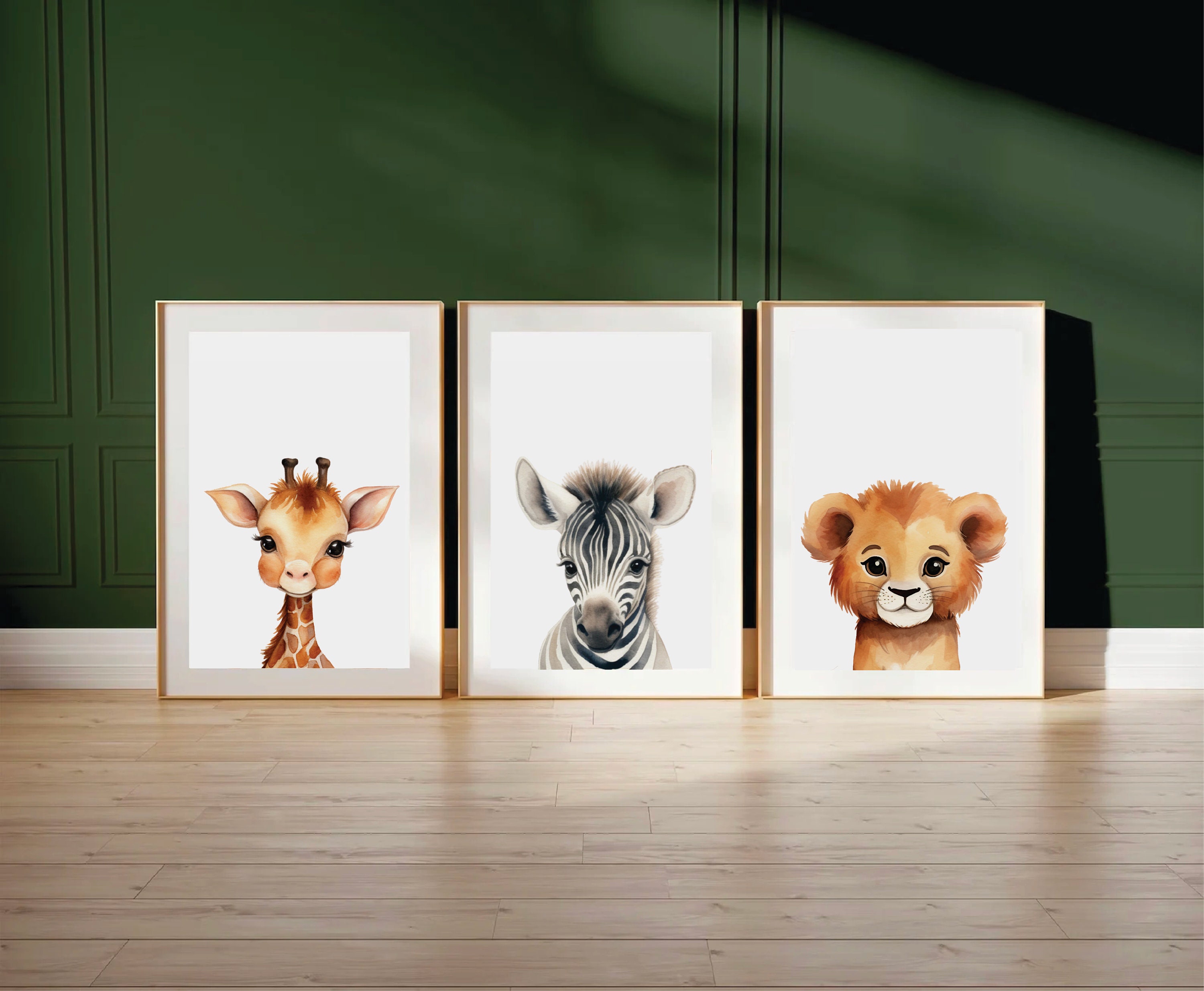 Safari Baby Animal Nursery Prints, Set of 3, Baby Animal Nursery Prints ...