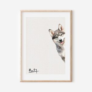 Husky print, hond tekenen, kunst hond print, Husky hond cadeau, Husky hond print, Husky hond kunst aan de muur, hondenportret, huisdier portret