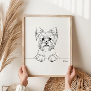 Impression personnalisée du Yorkshire Terrier, art du Yorkshire Terrier, dessin au trait du Yorkshire Terrier, cadeau du Yorkshire Terrier, Yorkshire Terrier Terrier