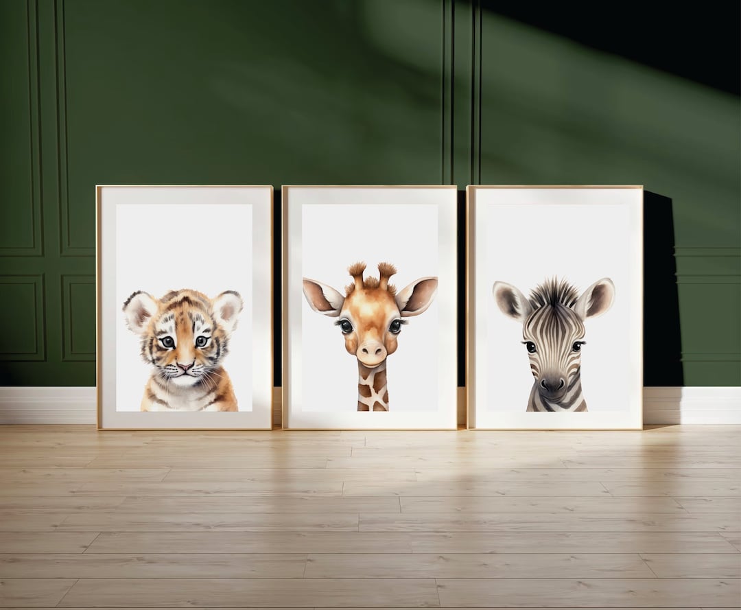 Safari Baby Animal Nursery Prints, Set of 3, Baby Animal Nursery Prints ...