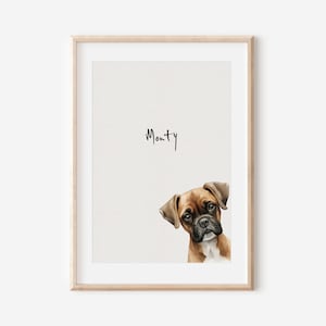 Boxer print, hond tekening print, fine art hond print, Boxer cadeau, Boxer print, Boxer kunst aan de muur, Boxer print, Hond portret, Huisdier portret