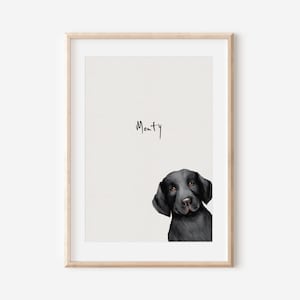 Labrador dog print, dog drawing print, fine art dog print, Black Labrador gift, Black labrador print, Labrador wall art, labrador print