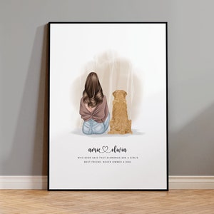 Personalised Pet Print, Mothers Day, Mum Gift, Pet Owner Gift, Dog Picture, Owner and Pet Print, Pet Portrait, Dog Family Print, Cousin Gift image 1