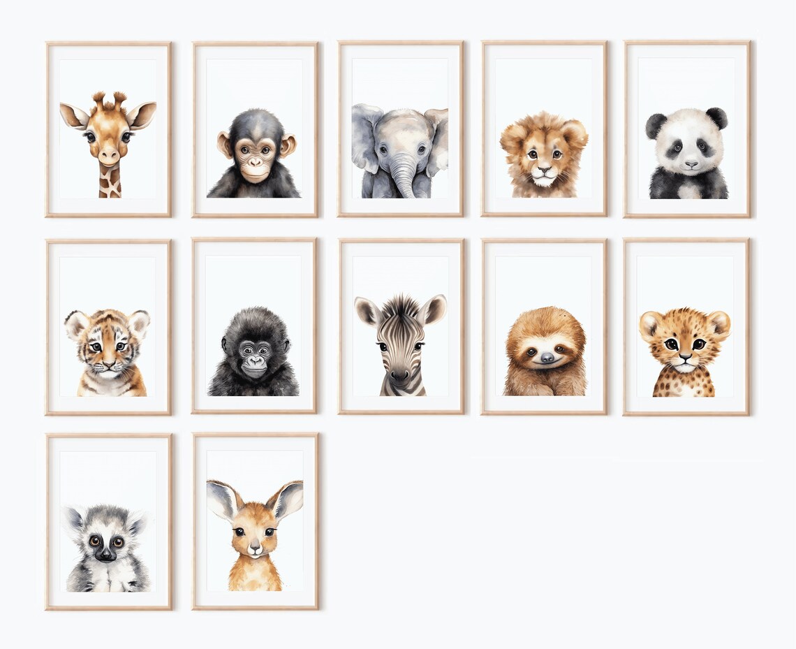 Safari Baby Animal Nursery Prints, Set of 3, Baby Animal Nursery Prints ...