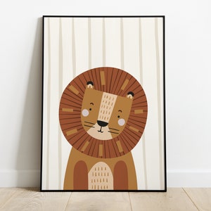 Lion Print, Safari Nursery Prints, Safari Scandi Nursery, Lion Zebra Elephant, Nursery Wall Art, Nursery Prints, Safari Themed Nursery