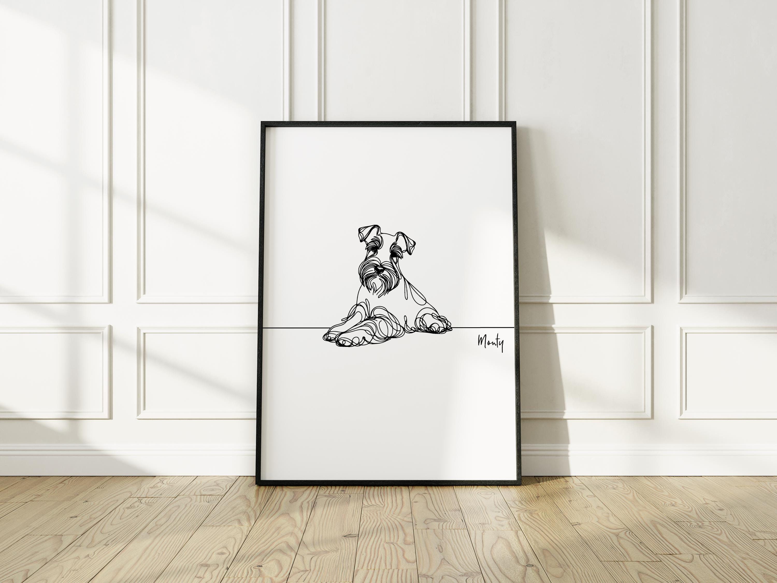 Schnauzer Print, Line art Dog Print, Schnauzer Picture, Fun Gift For Schnauzer Owner, Schnauzer Housewarming Gift, Line Art, Dog Print