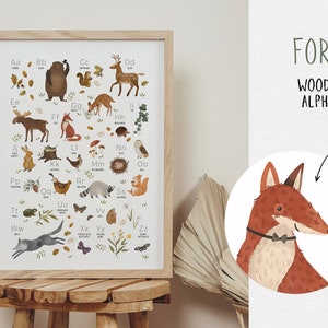 Woodland Alphabet print, Alphabet poster, ABC Print, Nursery art, Baby gift or nursery decor, Nursery Woodland Decor, Woodland Nursery