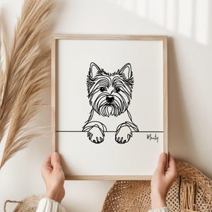 Impresión digital personalizada de Cairn Terrier, perro Cairn Terrier, arte lineal de Cairn Terrier, regalo conmemorativo de Cairn Terrier, Cairn Terrier minimalista