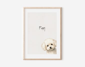 Bichon Frise Druck, Hund Zeichnung, Kunsthundedruck, Bichon Frise Geschenk, Bichon Frise Druck, Bichon Frise Wandkunst, Hundeportrait