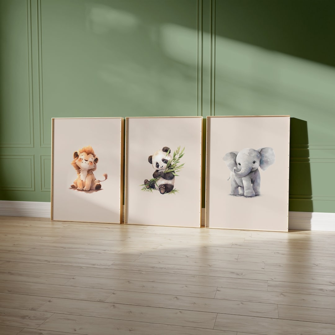 Safari Nursery Prints, Set of 3, Jungle Baby Animal Prints, Safari ...