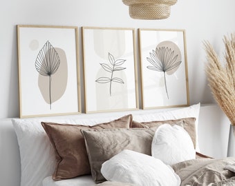 Neutral Wall Prints, Set of 3 Prints, Beige Wall art, Botanical Wall Prints, Plant Wall Art, Botanical Art, Natural Wall Prints