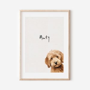 Impresión de perro Labradoodle, impresión de dibujo de perro, impresión de perro de bellas artes, regalo de Labradoodle negro, impresión de labrador negro, arte de pared Labradoodle