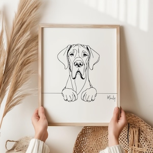 Great dane print, zeer fijne tekeningen hond print, great dane foto, leuk cadeau voor great dane-eigenaar, great dane cadeau, zeer fijne tekeningen, hond afdrukken