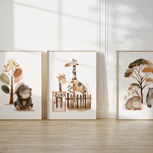 Safari Nursery decor, Safari nursery prints, Nursery wall art, Set of 3 Safari baby animal prints, kids room decor, Nursery Wall Art