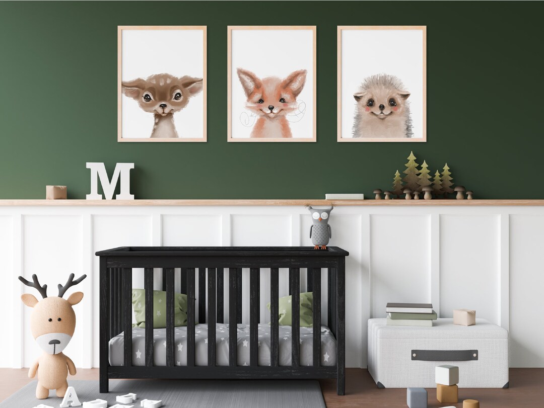 Woodland Baby Animal Nursery Prints, Set of 3, African Nursery Decor ...