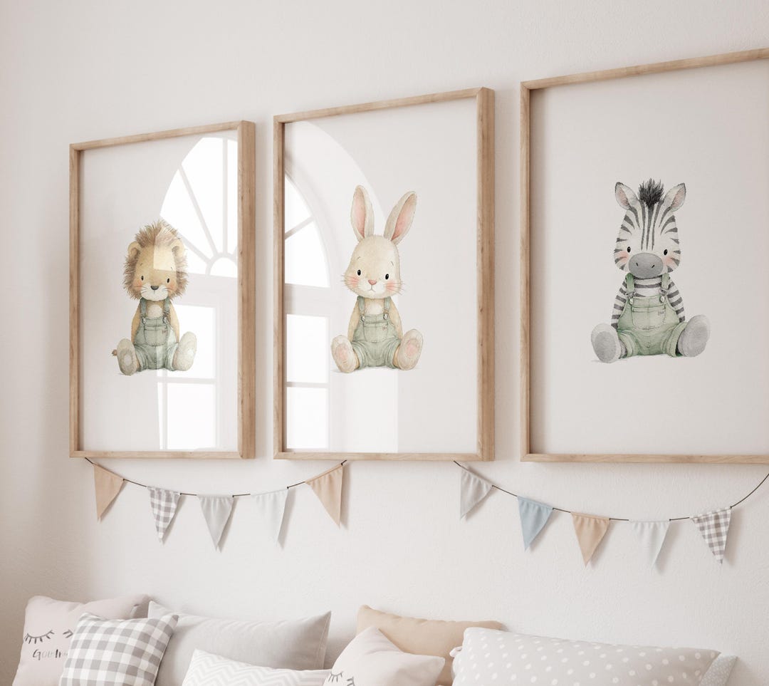 Safari Baby Animal Nursery Prints, Set of 3, Baby Animal Nursery Prints ...