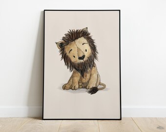 Lion Print, Safari Nursery Prints, Safari Scandi Nursery, Lion Zebra Elephant, Nursery Wall Art, Nursery Prints, Safari Themed Nursery,