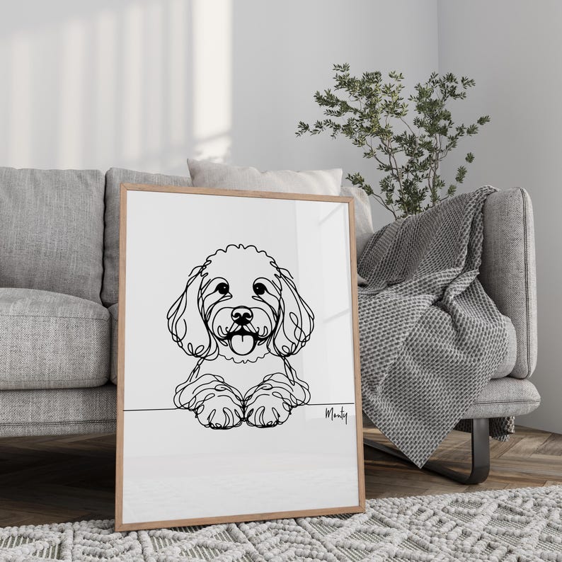 Personalised Cockapoo Print, Cockapoo Line Art, Cockapoo Portrait, Dog ...