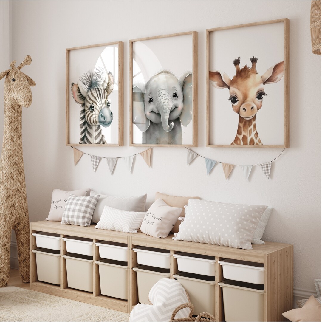 Safari Baby Animal Nursery Prints, Set of 3, Baby Animal Nursery Prints ...