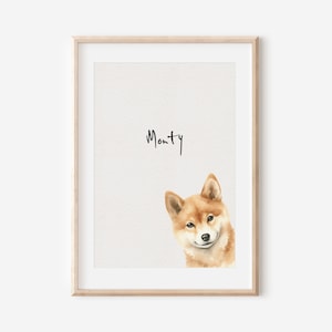 Shiba Inu-afdruk, hondtekening, kunsthondafdruk, Shiba Inu-cadeau, Shiba Inu-afdruk, Shiba Inu-muurkunst, hondenportret