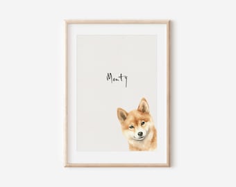 Shiba Inu Print, dog drawing, art dog print, Shiba Inu gift, Shiba Inu print, Shiba Inu wall art, Dog portrait