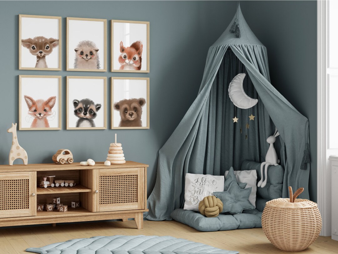 Woodland Baby Animal Nursery Prints, Set of 3, African Nursery Decor ...