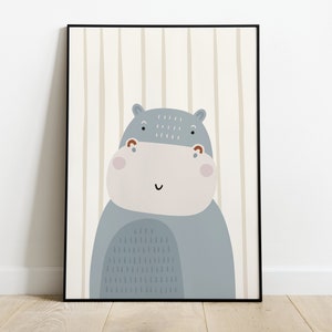 Hippo Print, Safari Nursery Prints, Safari Scandi Nursery, Lion Zebra Elephant, Nursery Wall Art, Nursery Prints, Safari Themed Nursery