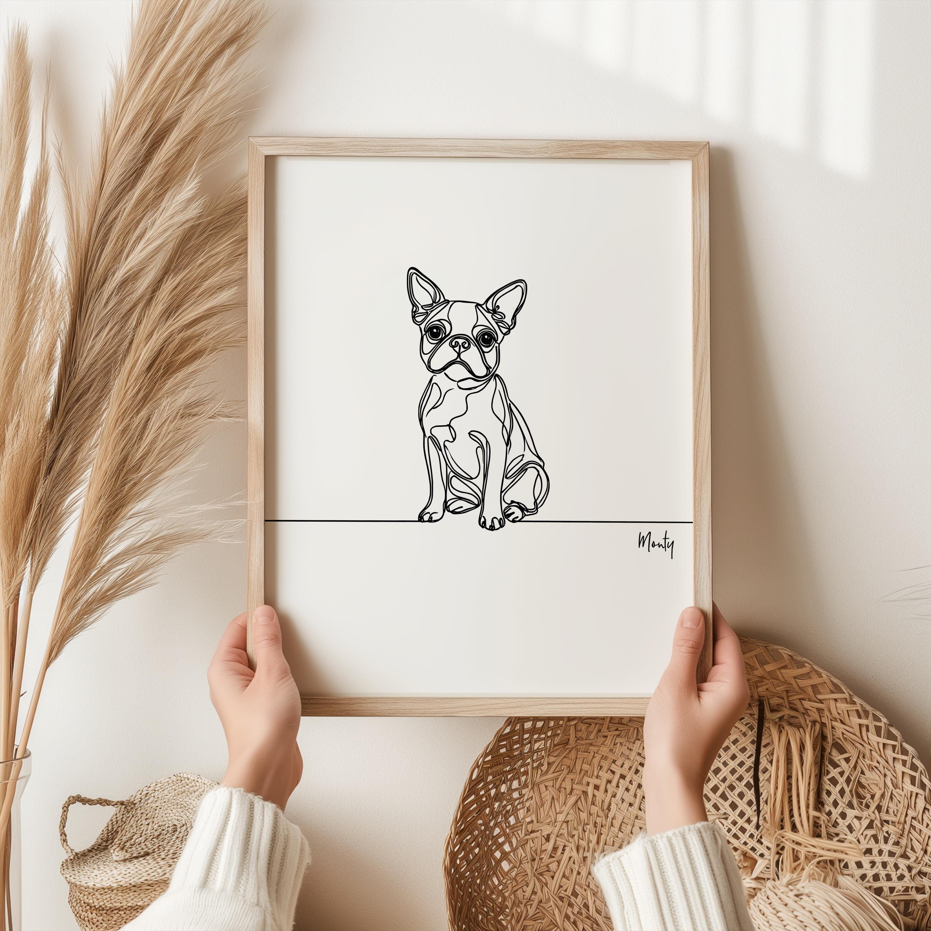 ボストンテリアのデジタルプリント、ボストンテリアの犬の輪郭、ボストンテリアの線画、ボストンテリアの記念碑 - Etsy 日本, image size:3000x3000