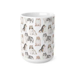 Taza de café Sheltie, taza de acuarela, regalo de Sheltie, taza de Sheltie, Sheltie, regalo de Navidad, taza de perro imagen 4