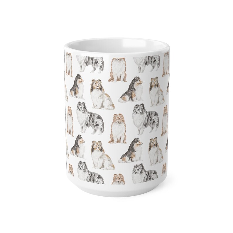 Taza de café Sheltie, taza de acuarela, regalo de Sheltie, taza de Sheltie, Sheltie, regalo de Navidad, taza de perro imagen 4