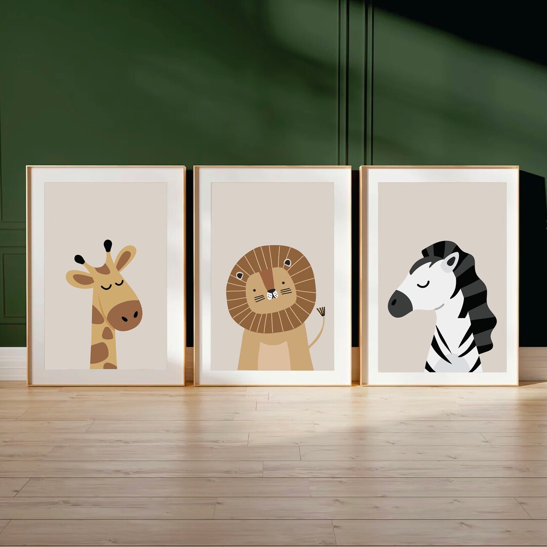 Safari Baby Animal Nursery Prints, Set of 3, Baby Animal Nursery Prints ...