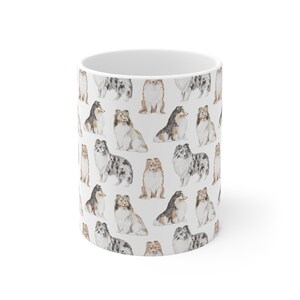 Taza de café Sheltie, taza de acuarela, regalo de Sheltie, taza de Sheltie, Sheltie, regalo de Navidad, taza de perro imagen 3