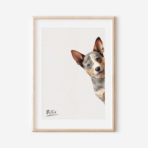 Impresión de perro de ganado australiano, dibujo de perro, impresión de perro de arte, regalo de perro de ganado, impresión de perro de ganado, arte de pared de perro de ganado, retrato de perro, retrato de mascota