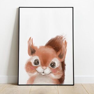 Squirrel Print, Woodland Animal Nursery prints, African Nursery decor, Nursery wall art, Animal prints for nursery, Squirrel poster