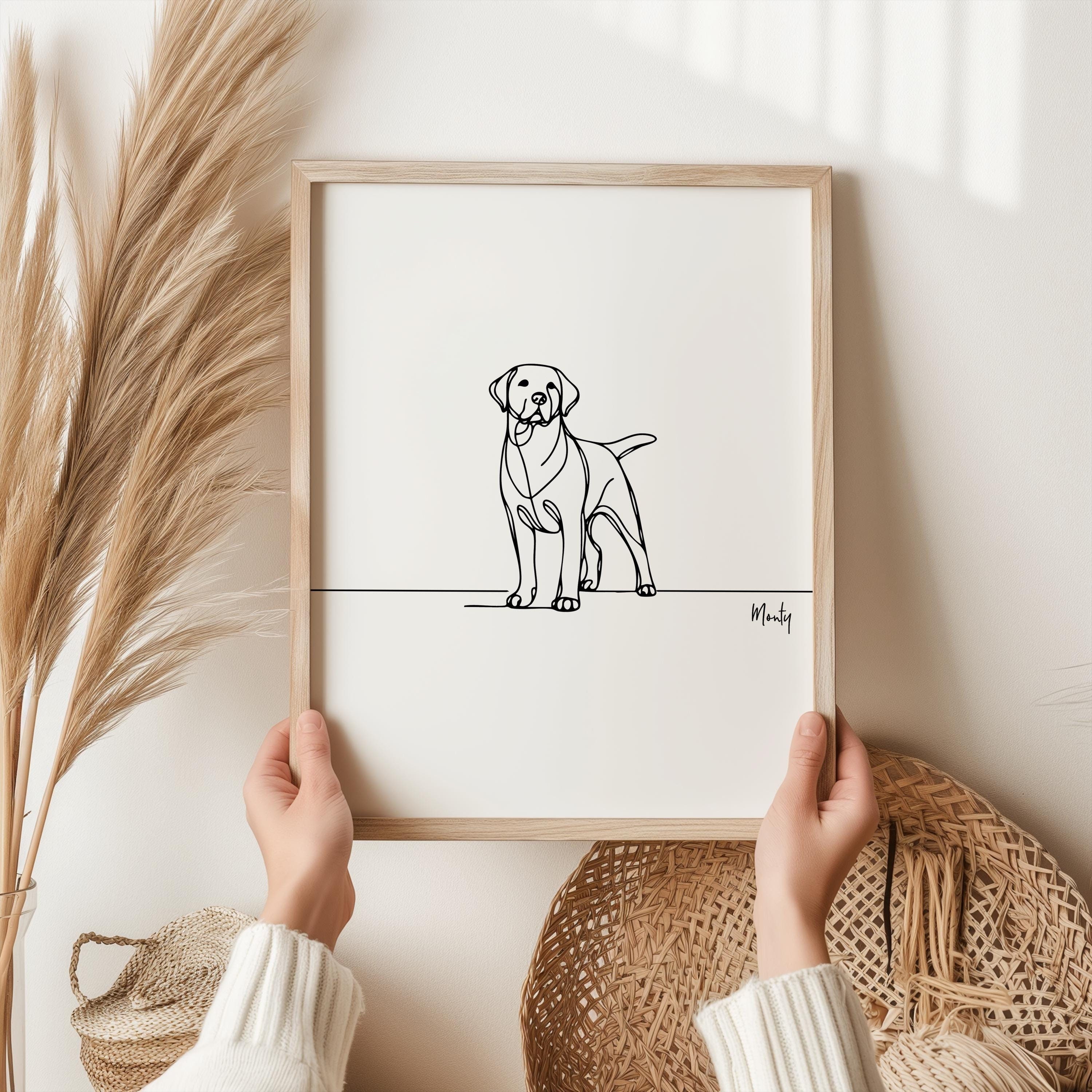 Personalised Labrador Print, Labrador Line Art, Labrador Portrait, Dog ...