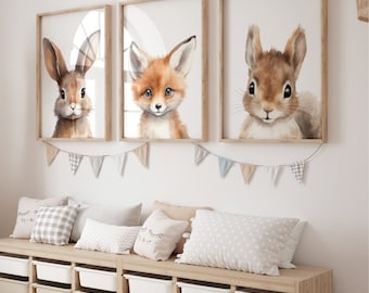 Woodland Nursery Prints, Woodland Nursery Decor, Nursery Wall Art, Nursery Decor, Nursery Prints, Set of 3 Nursery Prints, Woodland Animals