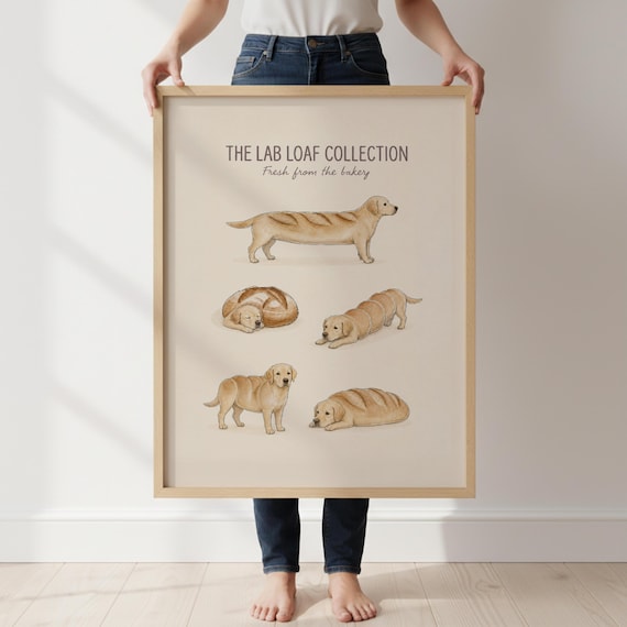 Labrador Loaf Collection Print, Funny Labrador Wall Art, Cute Dog Kitchen Decor, Labrador Lover Gift, Bread Dog Illustration