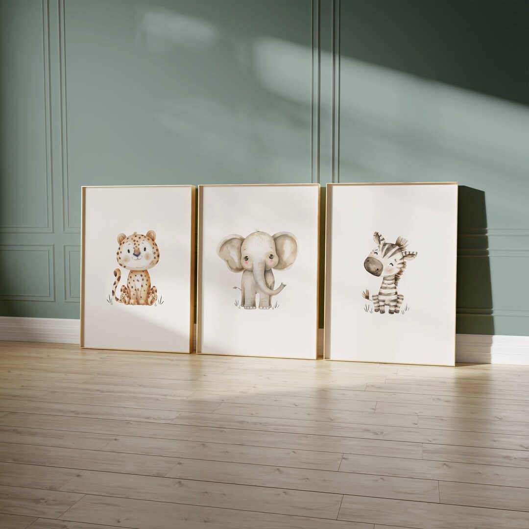 Safari Baby Animal Nursery Prints, Set of 3, Baby Animal Nursery Prints ...