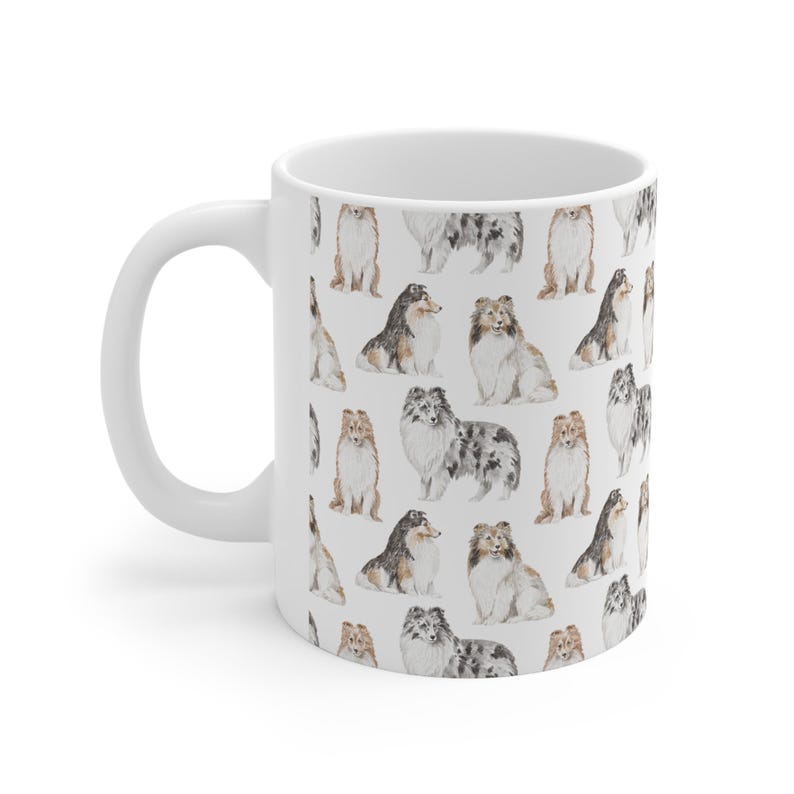 Taza de café Sheltie, taza de acuarela, regalo de Sheltie, taza de Sheltie, Sheltie, regalo de Navidad, taza de perro imagen 5
