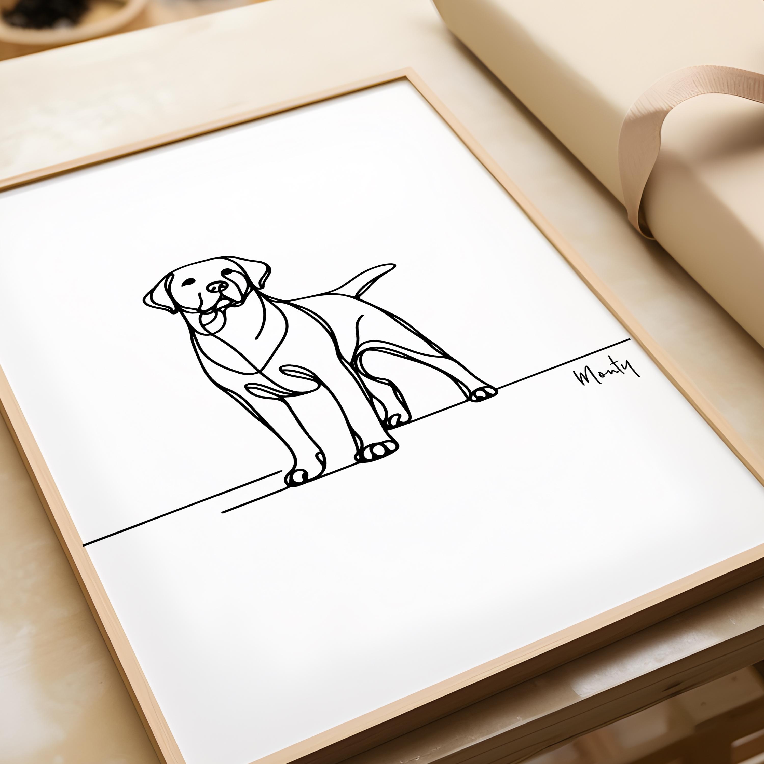 Personalised Labrador Print, Labrador Line Art, Labrador Portrait, Dog ...
