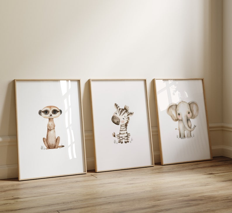 Safari Baby Animal Nursery Prints, Set of 3, Baby Animal Nursery Prints ...