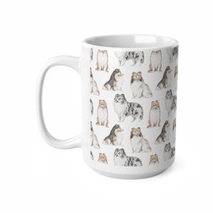 Taza de café Sheltie, taza de acuarela, regalo de Sheltie, taza de Sheltie, Sheltie, regalo de Navidad, taza de perro imagen 6