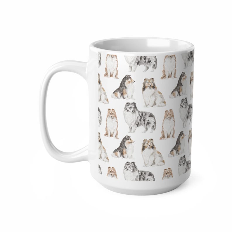 Taza de café Sheltie, taza de acuarela, regalo de Sheltie, taza de Sheltie, Sheltie, regalo de Navidad, taza de perro imagen 6