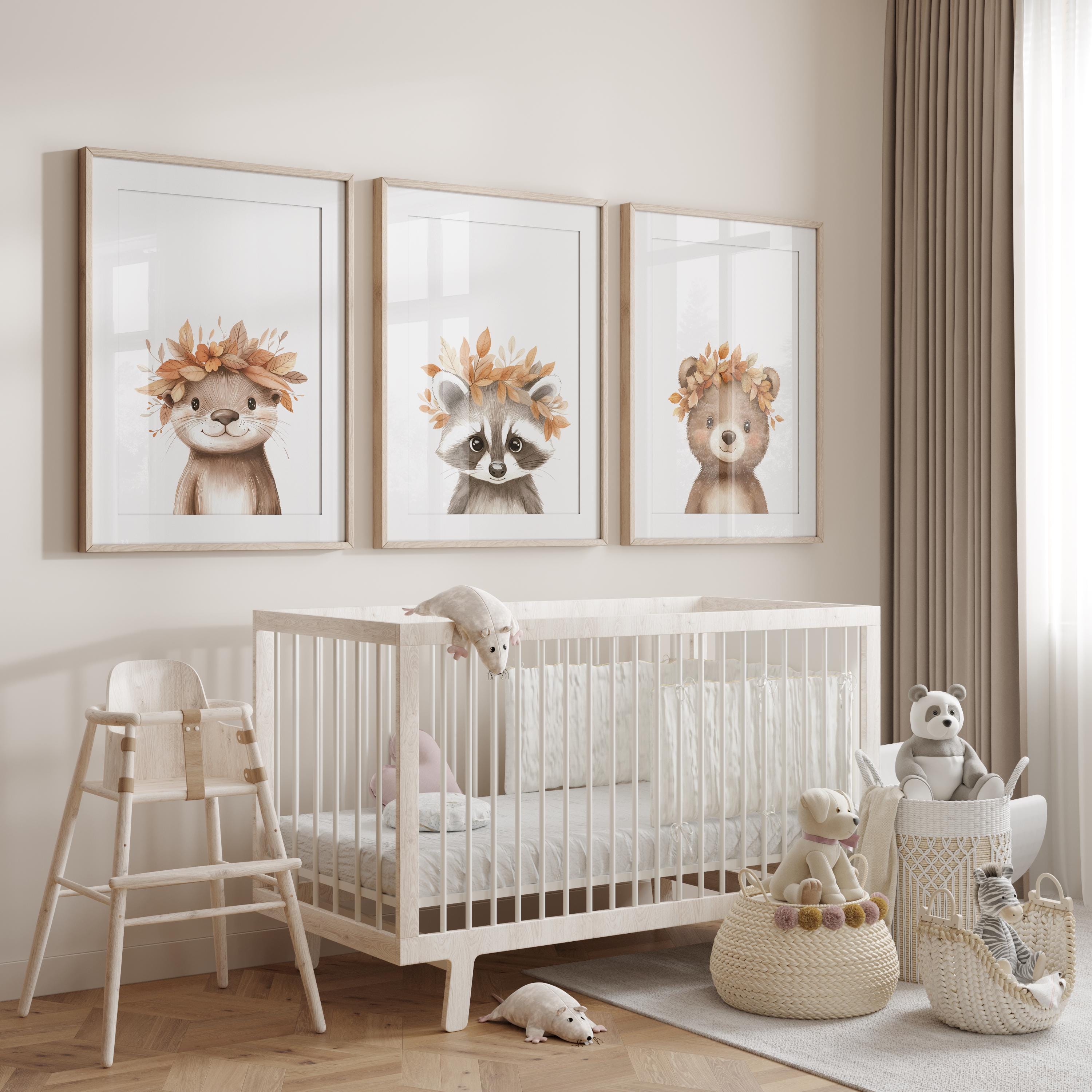Woodland Animal Nursery Wall Art | Set of 3 Prints | Fox, Bear, Deer ...