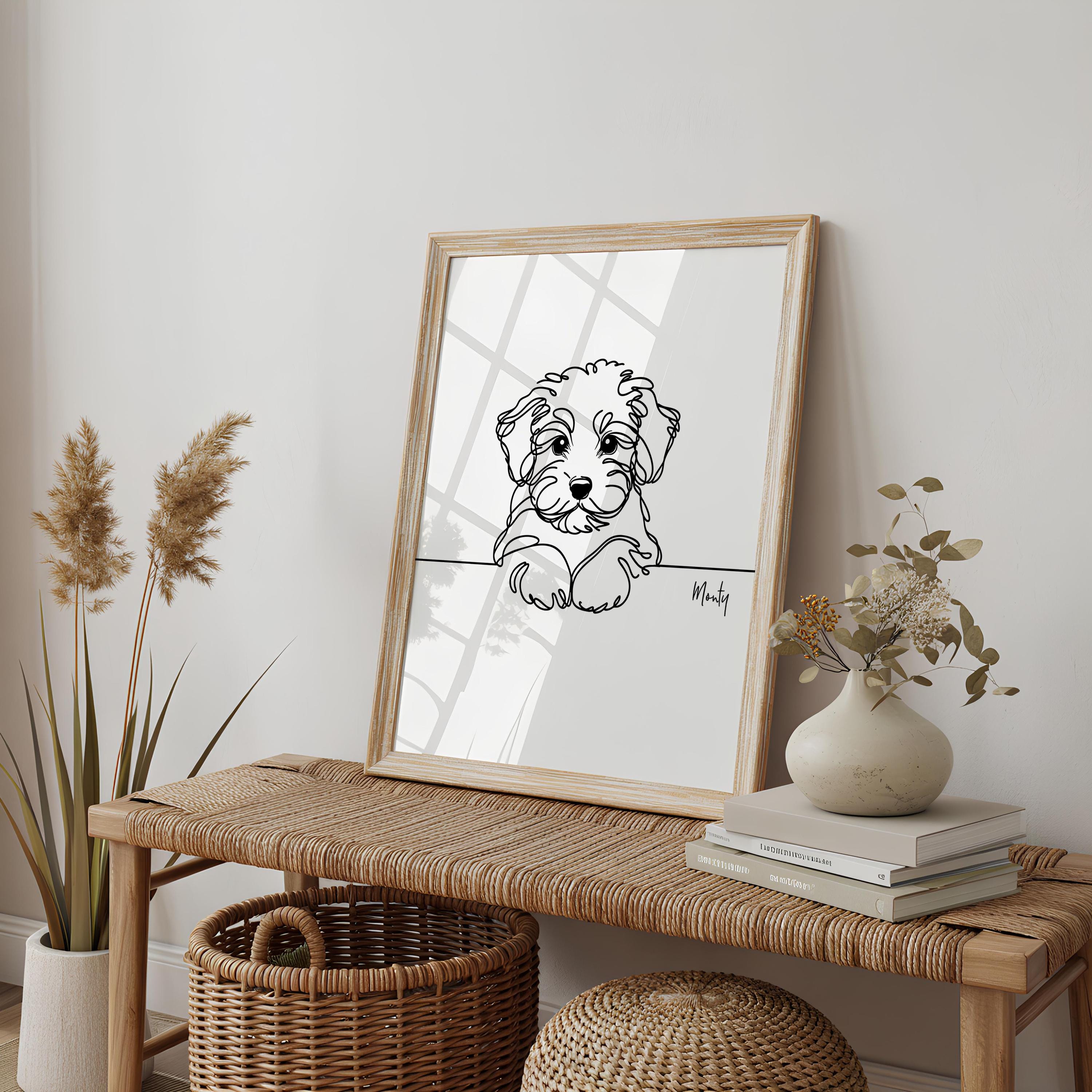 Personalized Maltipoo Line Art Portrait, Custom Dog Illustration ...