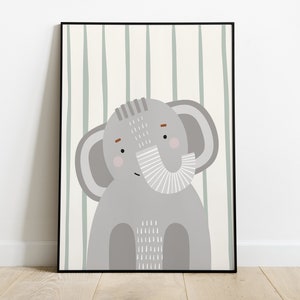 Elephant Print, Safari Nursery Prints, Safari Scandi Nursery, Lion Zebra Elephant, Nursery Wall Art, Nursery Prints, Safari Themed Nursery