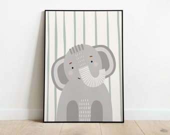 Elephant Print, Safari Nursery Prints, Safari Scandi Nursery, Lion Zebra Elephant, Nursery Wall Art, Nursery Prints, Safari Themed Nursery