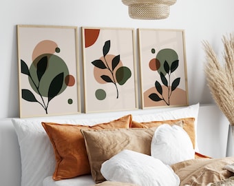 Boho Abstract Wall Art Prints, Boho Wall Decor Set of 3 Art Prints ...