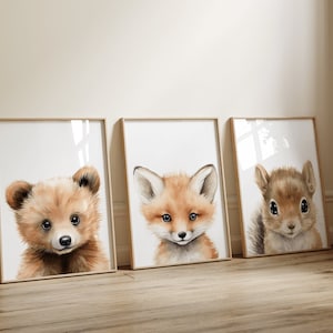 Woodland Nursery Prints, Woodland Nursery Decor, Nursery Wall Art, Nursery Decor, Nursery Prints, Set of 3 Nursery Prints, Woodland Animals