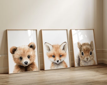 Woodland Nursery Prints, Woodland Nursery Decor, Nursery Wall Art, Nursery Decor, Nursery Prints, Set of 3 Nursery Prints, Woodland Animals
